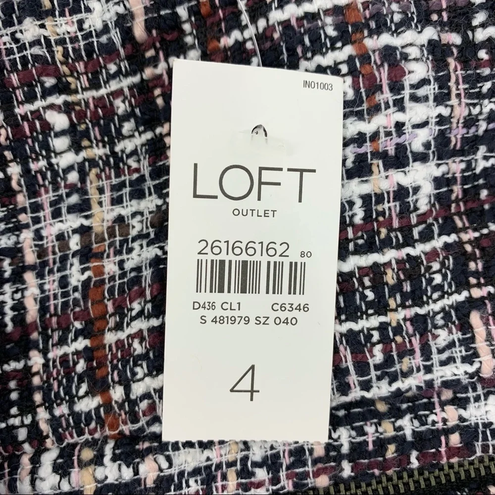 Loft Outlet Multicolor Tweed Shift‎ Mini Skirt
